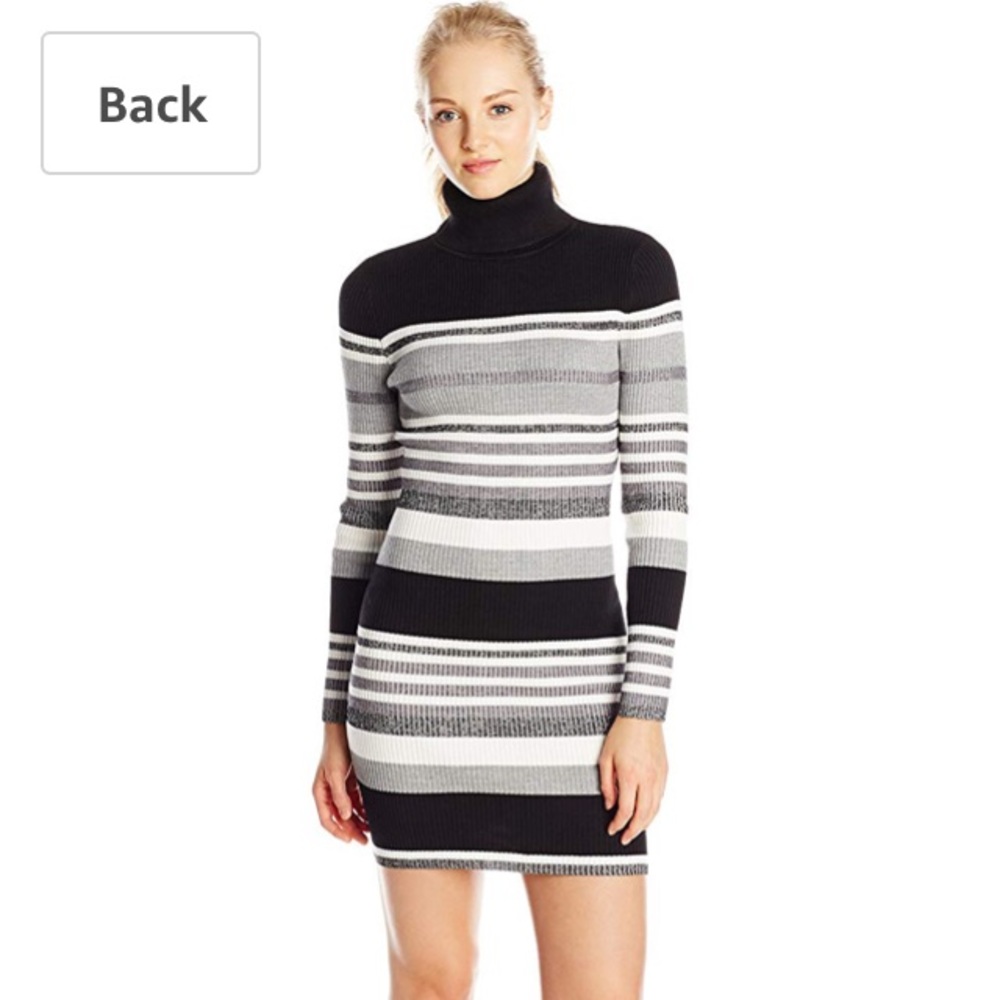 Metallic knit turtleneck dress 👗